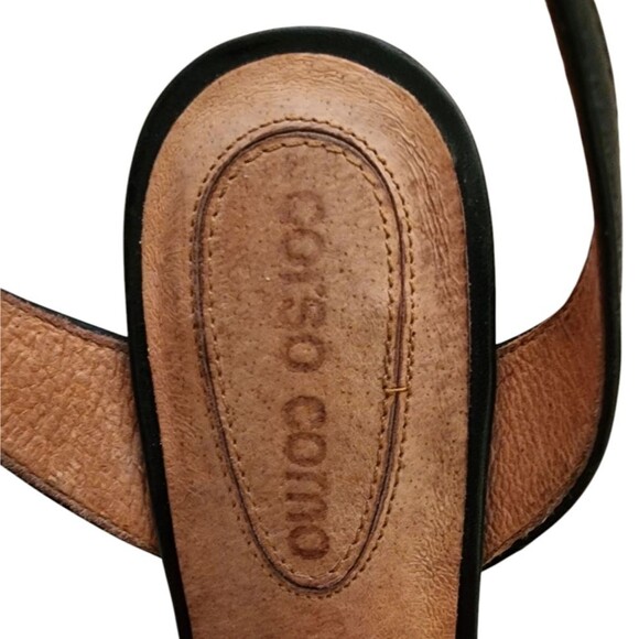 Corso Como Shoes Womens 6 Black Leather Ankle Strap Peep Toe Platform Heels - Picture 9 of 13